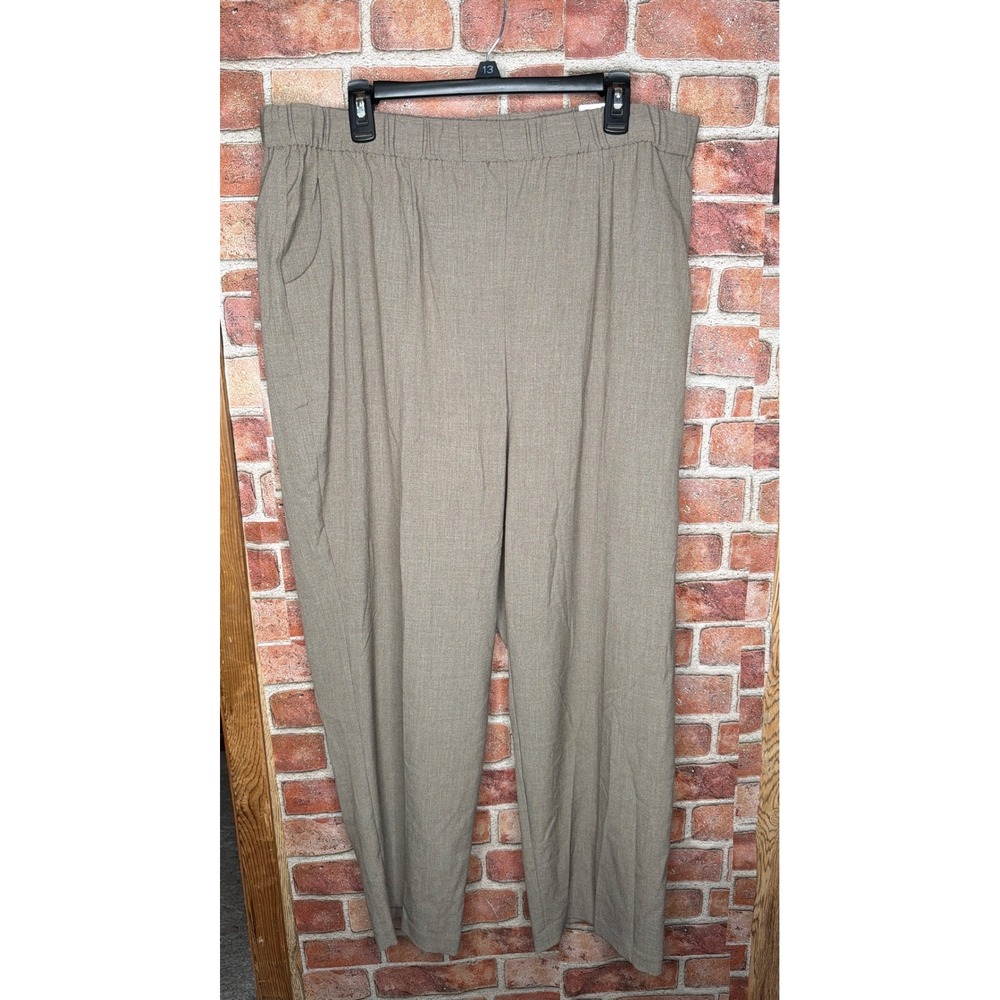 Sag Harbor Stretch Pants Womens 22W Heather Taupe Elastic Waist Career B104316LA